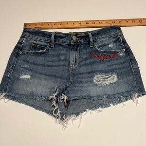 EUC Old Navy Distressed Denim Shorts w/ California Logo Size 2 (R)